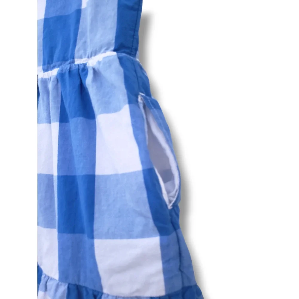 Primary Kids 10 Blue Gingham Cotton Sleeveless Dress